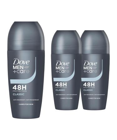 Dove Men+Care Lot de 3 d odorants roll-on Classic 48 heures de protection contre la transpiration et les odeurs avec parfum frais et propre de longue dur e format voyage 50 ml