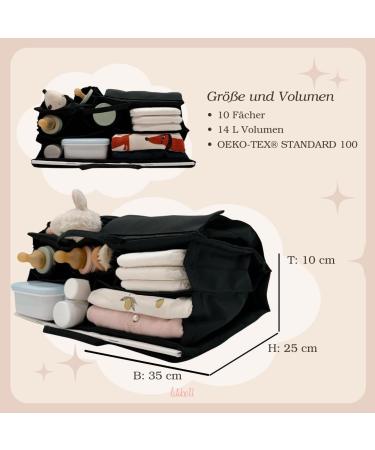 Lilibell Classic Black Diaper Bag - Stylish & Functional Baby Bag Water-Repellent Washable Organizer for Moms & Dads - Buy Online on GoSupps.com