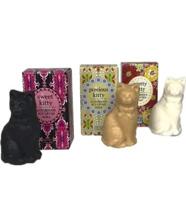 Greenwich Bay Trading Company Luxurious Shea Butter Sculptured Soap Gift Set (Set of 3) (Kitty Set 2) Kitty Soaps