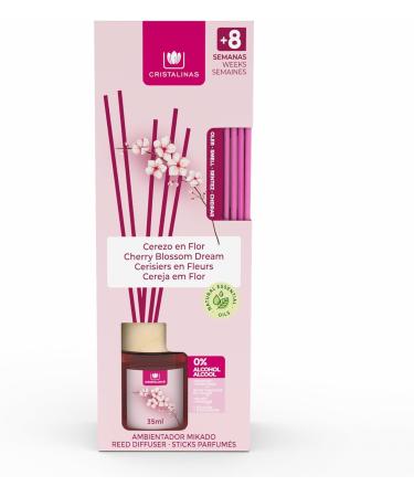 Cristalinas 35ml Cherry Blossom Air Fresheners for Home - Reed Diffusers for home - Home Fragrance Lasts upto 8 weeks - Room Diffuser Sticks with Coloured Fragrance Oil (Pack of 2) 35ml (Pack of 2) - Buy Online on GoSupps.com