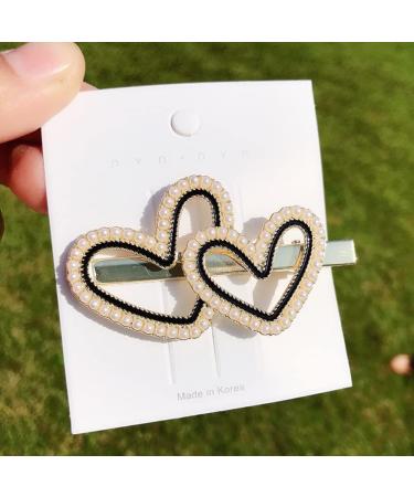 Gold Pearl Heart Hair Clip | Crystal Rhinestone Barrette for Women & Girls | Handmade Fashion Accessory for Wedding, Valentines, Christmas | Summer Holiday Gift - Buy Online on GoSupps.com