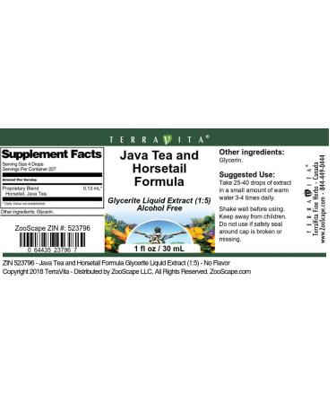 Java Tea & Horsetail Glycerite Liquid Extract - 1 oz | No Flavor | International Shipping - Buy Online on GoSupps.com