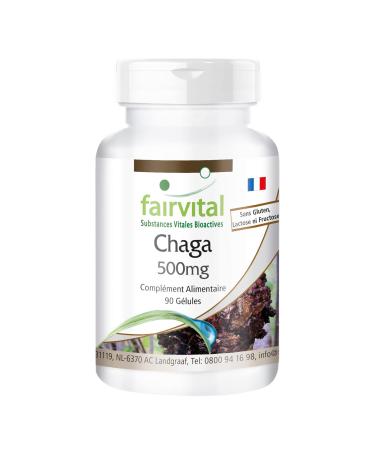 Fairvital | Chaga 500mg VEGAN - High dosed - 90 capsules - Inonotus obliquus - mushroom powder