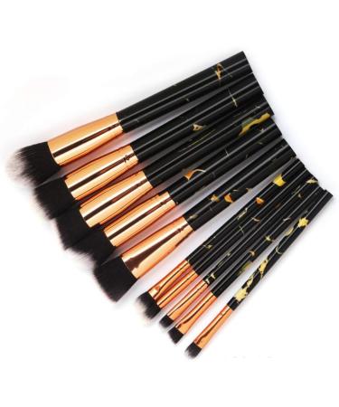 Marble Black 10-Piece Makeup Brush Set: Perfectly Crafted Brushes For Flawless Face Makeup - Angular Blush Flat Brush Smudge Brush Fan Brush Included - Buy Online on GoSupps.com