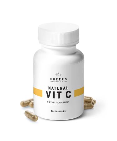 Cheers Natural Vitamin C 1000mg Supplement | Immune Support & Antioxidants | Plant-Based Acerola Rosehip & Bioflavonoids | Vegan Non-GMO Gluten-Free No Additives | 90 Capsules