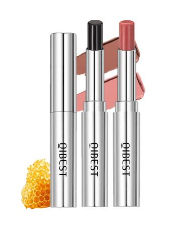 Sitovely 2 Pieces Honey Lipstick Tinted Lip Balm Moisturizing Jelly Lipstick Black and Pink Honey Lipstick Moisturizing Lip Care for Dry Lips