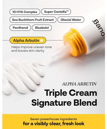 Bano Alpha Arbutin Triple Cream Face Moisturizer with Alpha Arbutin & Niacinamide | Hydrating Hyaluronic Acid | Korean Skincare for Sensitive Skin | Fragrance-Free | 2.02 fl oz - Buy Online on GoSupps.com