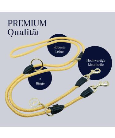 Hundeleine 3M Velvetier Adjustable for Large & Medium Dogs | Durable Paracord Lead with 2 Carabiners - Mustard Yellow - Buy Online on GoSupps.com