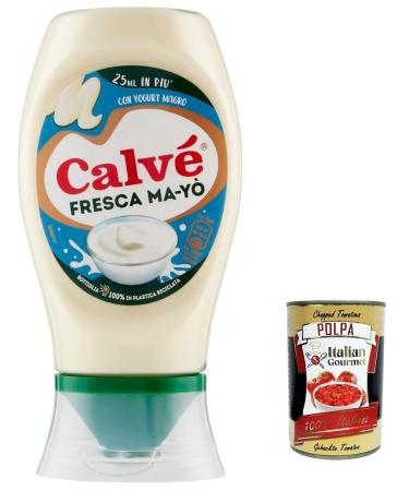 Italian Gourmet E.R. Calv Maionese Fresca Ma-Y Mayonnaise Set of 3 with Low Fat Yogurt and 55% Less Fat * Ideal for Rice Salads Cold Potatoes and Large Salads 250m + Gourmet Italian Polpa 400g