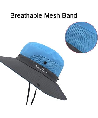 NPQQUAN Sun Hat for Women Men - 2 PCS Wide Brim UPF 50+ Fishing Bucket Beach Hats with Ponytail Hole - Pink/Grey - Buy Online on GoSupps.com