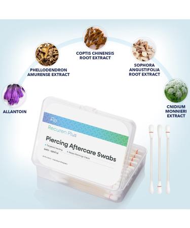 Recuren Plus Piercing Aftercare Swabs - 50 Pcs Skincare Swabs for Healing and Cleansing Irritated Piercings - Buy Online on GoSupps.com