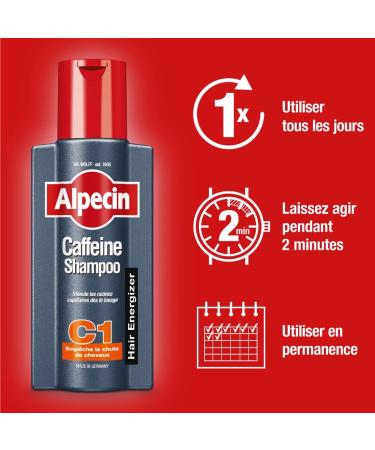 Alpecin Caffeine Shampoo C1 2x 250ml | Prevents and reduces hair loss | Natural hair growth shampoo for men - Buy Online on GoSupps.com