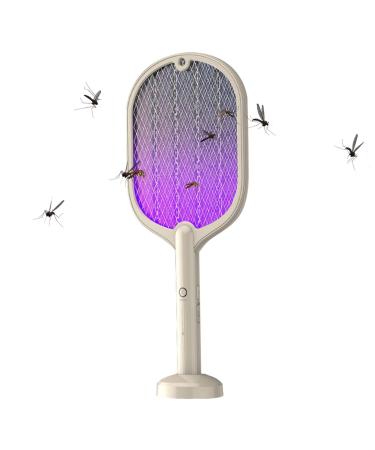 Fly Swatter | Wall Mounted Insect Trap Swatter 3000 V UV Light Inhaled Photocatalyst Fly Trap 2 in 1 with Safety Mesh 3 Layers for Loboy Room (Beige)