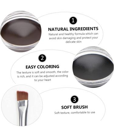 FOMIYES 2pcs Eyeshadow Dark Brown Eyeliner Black Eye Shadow Cream Liquid Eyeliner Water Proof Eyeliner Brush - Buy Online on GoSupps.com