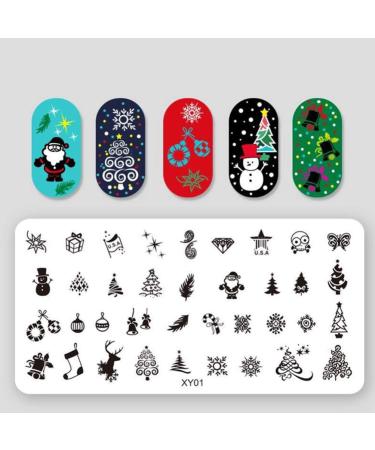 Minkissy Christmas Nail Art Stamp Plate Set - 5-Part Holiday Designs for Festive Manicures | Snowflakes Reindeers Trees & Bells - Buy Online on GoSupps.com