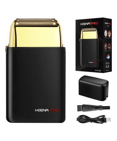 Foil Shaver for Men Barber Double Electric Foil Trimmer Professional Electric Razor Close Shaver Cordless Rechargeable with USB Black Gold