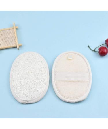 Jinlaili Exfoliating Loofah Pads - Shower Body Scrubber with Non-slip Hand Strap - Natural Luffa and Terry Cloth Material - Beige - Buy Online on GoSupps.com