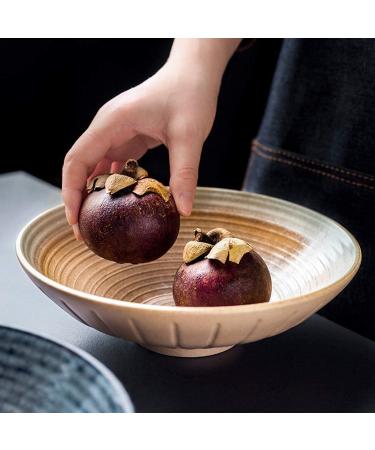 Bowl Creative Ceramic Salad Bowl Home 800ml Ramen Soup Bowl 8.25 Inches Yellow Large Fruit Bowl Retro Tableware Kitchenware