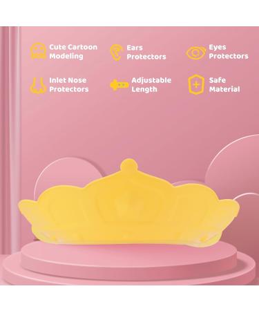 Baby Shower Cap Shield Waterproof Safety Soft Silicone Kids Bathing Shampoo Hat Adjustable Cute Crown Pattern Shower Cap for 0-9 Years Old Children Boys Girls Eye and Ear Protection (Yellow) - Buy Online on GoSupps.com