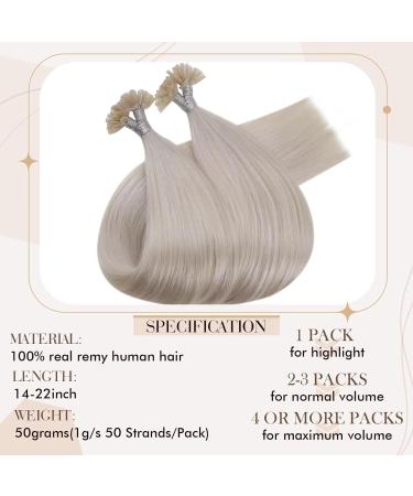 Hetto Real Hair Boning Extensions - Platinum Blonde #60 | 50g 40cm (16 inch) Remy Hot Fusion Hair Recovery - Buy Online on GoSupps.com