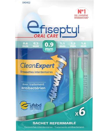Efiseptyl Clean Expert Interdental Brushes 0.9mm - Antibacterial Treatment - 6 Brushes in Recoverable Bag | Best Oral Care - Buy Online on GoSupps.com