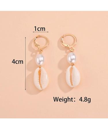 YienDoo Boho Shell Drop Earrings - Vintage Gold Cowrie Shell Dangle Earrings for Women | Summer Beach Jewelry - Buy Online on GoSupps.com