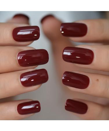 Artificial nails medium -sized square shiny acrylic art classic for women girls daily durable no drying time 24 pieces/set