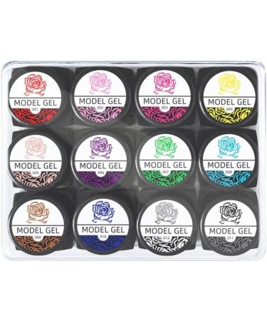 12 Colors/Set 3D Drawing Gel Nail Polish Nail Carved Gel Solid Carving Uv Gel Glue Soak Off Gel Polish Paste DIY 27rc - Sculpture Powder - Buy Online on GoSupps.com