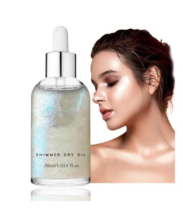 GL-Turelifes Body Shimmer Dry Oil Body Glowing Dry Oil White Body Glitter Oil Facial Gloss Oil Sparking Essence Oil Glow Skin Waterproof Long Lasting 30ml/1fl.oz