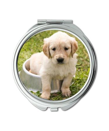 Mirror Travel Mirror Puppy Golden Retriever Dog In The Free Young Pet Pocket Mirror portable mirror