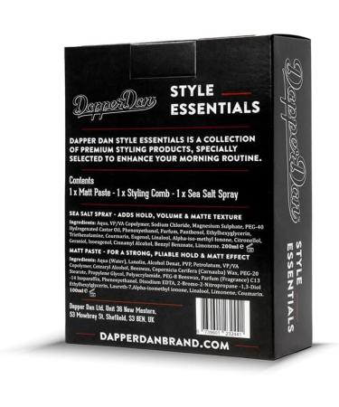 Dapper Dan Style Essentials Gift Pack with High Hold Low Shine Matt Paste 100ml Texturising Sea Salt Spray 200ml and Hand Made Styling Comb - Buy Online on GoSupps.com