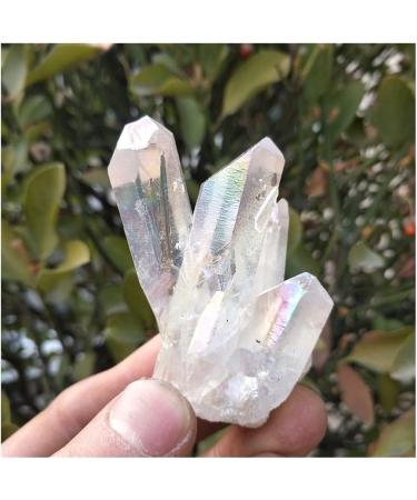Crystal Natural White Angel Aura Crystal Cluster Electroplating Titanium Coating Quartz Cluster Stone Home Collections - Buy Online on GoSupps.com