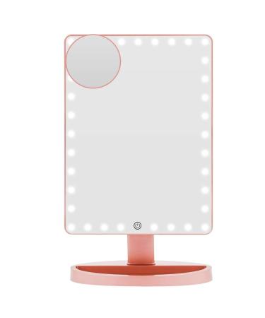 Extra Large Lighted Makeup Mirror Makeup Vanity Mirror with 35 LED Lights and 10X Magnification Touch Screen Dimmable 360 Rotation Cord and Cordless Countertop Cosmetic Mirror (Rose gold)