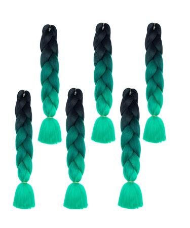 KanCalon 24 Ombre Jumbo Braids - 6 Pieces Synthetic Crochet Hair Extensions (Deep Green & Black) for Stunning Hairstyles - Buy Online on GoSupps.com