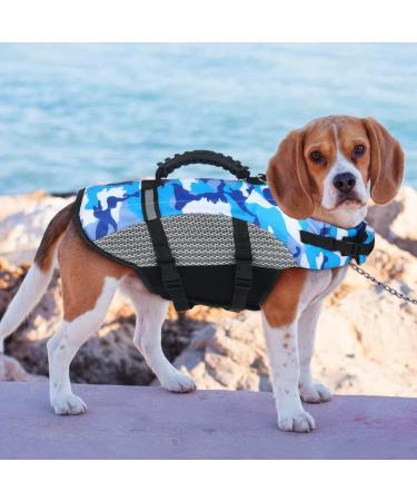 Sheripet Dog Life Vest - Lightweight Camouflage Life Jacket for Small Dogs - Blue - High Buoyancy and Enhanced Handle - Buy Online on GoSupps.com
