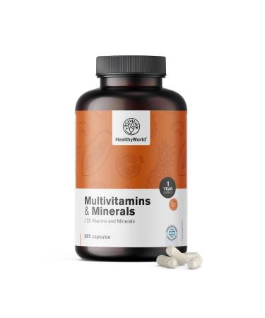 Be Healthy Group doo Multivitamins and Minerals 25 Vitamins and Minerals 365 Capsules 1 Year Supply Vegetable Capsules Immune System Energy Boost Valuable Vitamins from A to Z