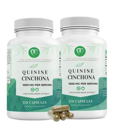The Supermom Company Quinine Cinchona Bark Extract 1000 mg Herbal Supplement for Muscle & Leg Cramp Relief, Digestive Support & Immune Health 120 Capsules, Non-GMO, Made in USA (2 Bottles)