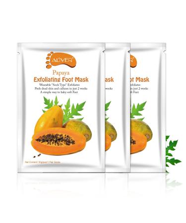 Foot Peel Mask  3 Pairs Foot Mask- Repair Heels & Removes Dry Dead Skin for Our Feet - Exfoliating Foot Peel Mask for Hard Skin (Papaya)