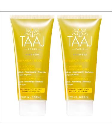 TAAJ TAAJ | Aloe Vera Abhyanga Shower Gel | Nourishes and hydrates the skin | Delicate melting lather | Made in France | Cruelty-free | Pack of 2 x 200 ml