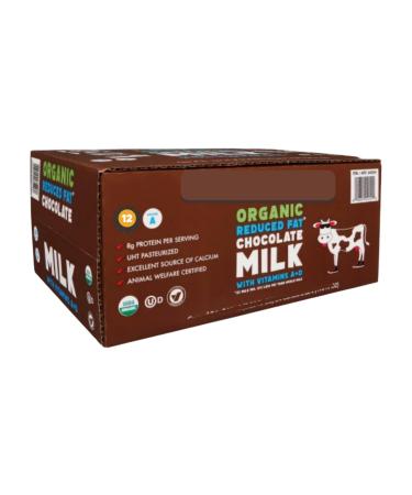 Organic Reduced Fat Chocolate Milk 8g Protein 12-Count Single Serve Bottles 8.25 fl oz USDA Organic Lactose Free
