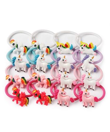 Elastic Unicorn Hairbands - 8 Cartoon Ponytail Ties | Cute Rubber Band Accessories for Kids - Buy Online on GoSupps.com