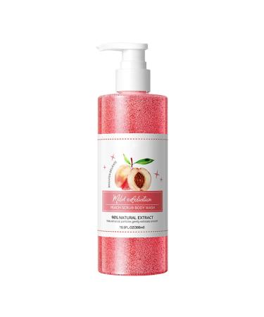 Aislor 300ml Peach Body Wash Scrub Exfoliating Cleanser for Soft Smooth Skin Hydrating Nourishing Body Care for Women Men Daily Shower Gel One Size Hot Pink