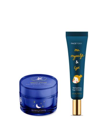 FACETORY Me Myself & Eye Refreshing Eye Cream and Moon Velvet Sleeping Mask- Nourishing Moisturizing Smoothing with Bifida Lysate Ferment Rice Water and Shea Butter