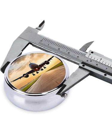 Airplane Printed Mini Round Pill Box | 3 Compartment Travel Pill Organizer | Portable Medicine Case for Home & Office Use - Buy Online on GoSupps.com