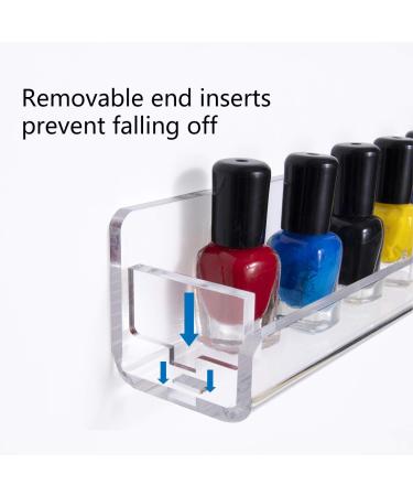 NIUBEE Clear Acrylic Nail Polish Organizer Display - Wall Mounted Shelf for 90 Bottles - 15 Inch (Pack of 6) - Buy Online on GoSupps.com
