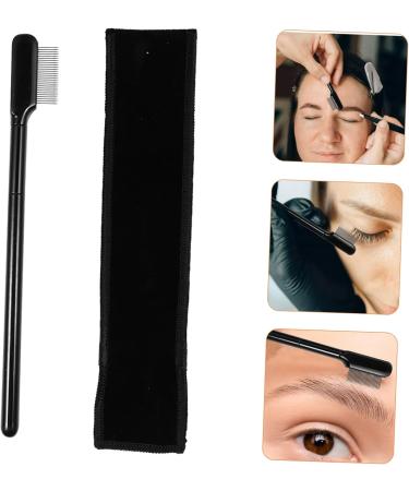 IWOWHERO 1 Set Eyelash Comb Mascara Eyebrow Trimming Comb Makeup Gadgets Steel Teeth Brow Eyelash Beauty Comb Brow Brush with Bag Eyelash Dual Comb Black Multipurpose Cloth Bag Woman Styler - Buy Online on GoSupps.com