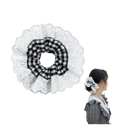 Large Hair Scrunchies for Women White Lace Scrunchies Elastic Hair Bands Soft Hair Ties Scrunchy Ponytail Holders Bobbles Hair Scrunchie Accessories for Ladies Girls for Thick Hair