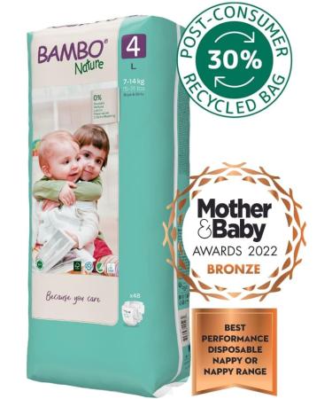 Bambo Nature Premium Eco Nappies - Size 4 Maxi 48PK | Eco-Friendly Sustainable Nappies with Enhanced Leakage Protection for Secure & Comfortable Fit - Buy Online on GoSupps.com