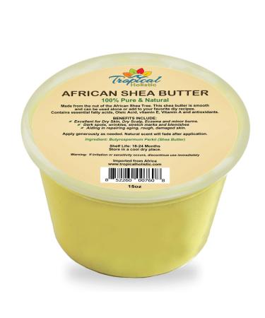 African Raw Unrefined Yellow Shea Butter 15 oz 100% Pure Creamy Natural Butter for Hair Skin Face Body and DIY recipes