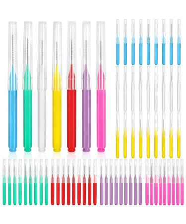 70 Pieces Interdental Brush Toothpicks Tooth Flossing Head Oral Dental Hygiene Brush Teeth Cleaner Dental Floss Stick Tooth Cleaning Tool